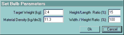 Bulb parameters dialogue box